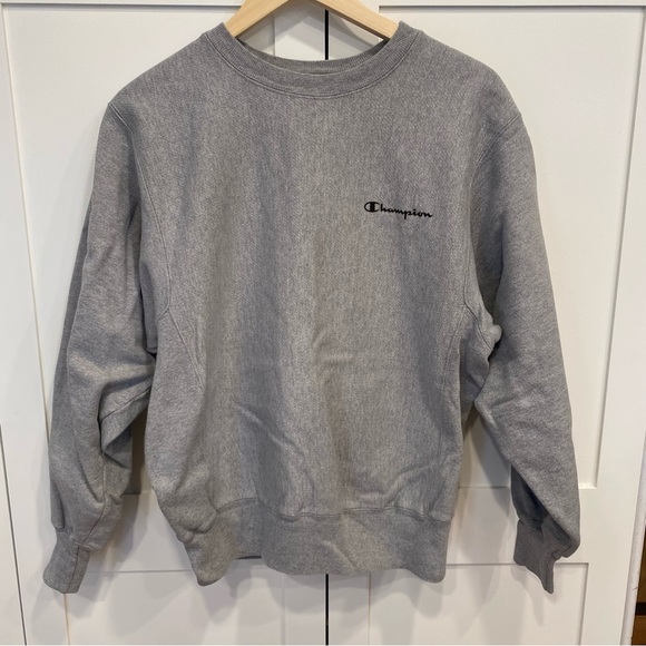 Vtg 90s Champion Reverse Weave Grey Logo Crewneck Sweatshirt Made In USA - Picture 1 of 5